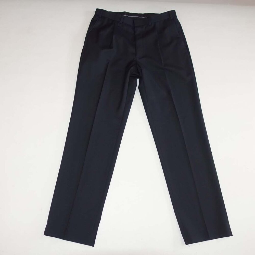 Marks & Spencer Men's Dress Pants 36 x 33.5 Navy Blue Pleated Front Wool Slacks